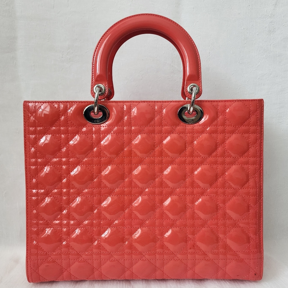 Auth DIOR LADY DIOR Cannage Calfskin Large Tote Bag - Picture 2 of 14